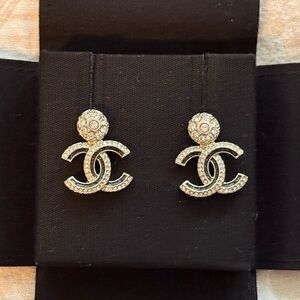 Chanel champagne gold and black earrings - NWT